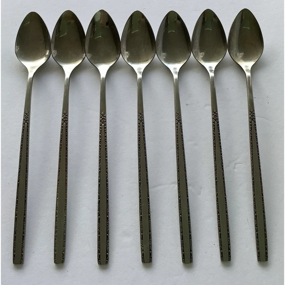 7 MCM Via‎ Roma Dinner Tea Spoons ONEIDA COMMUNITY Stainless Flatware